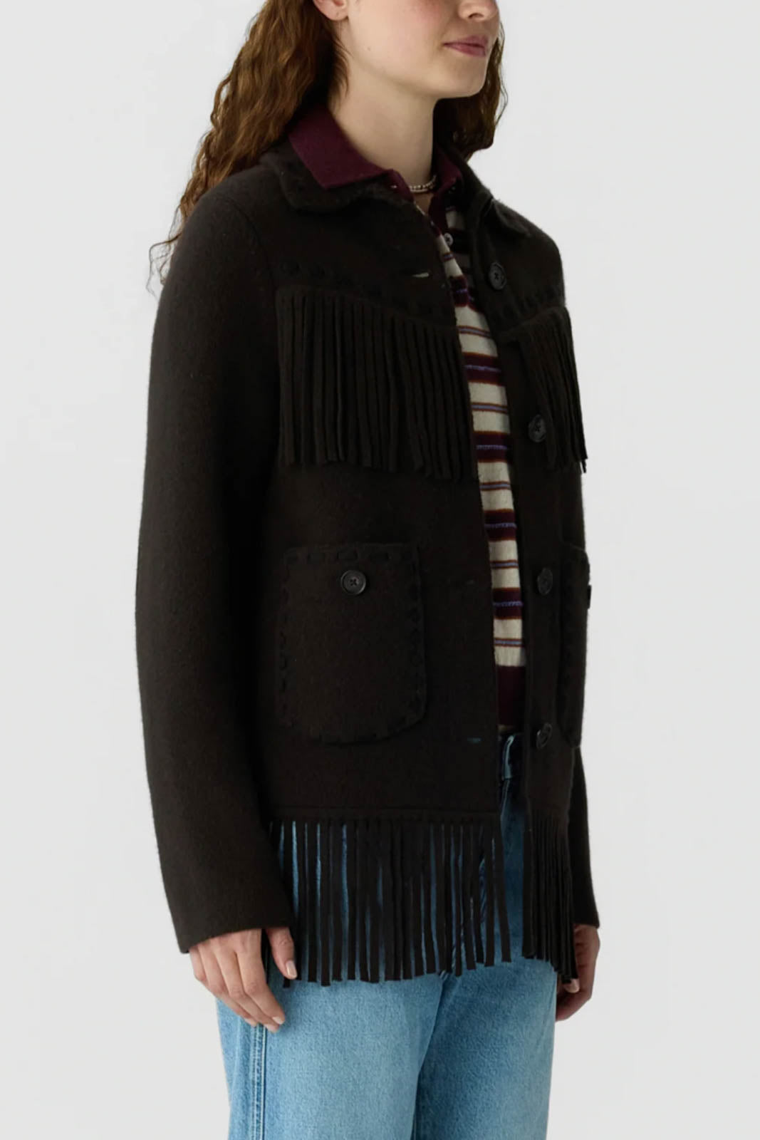 Guest in Residence, Jacke Western Fringe in Burnt Cocoa