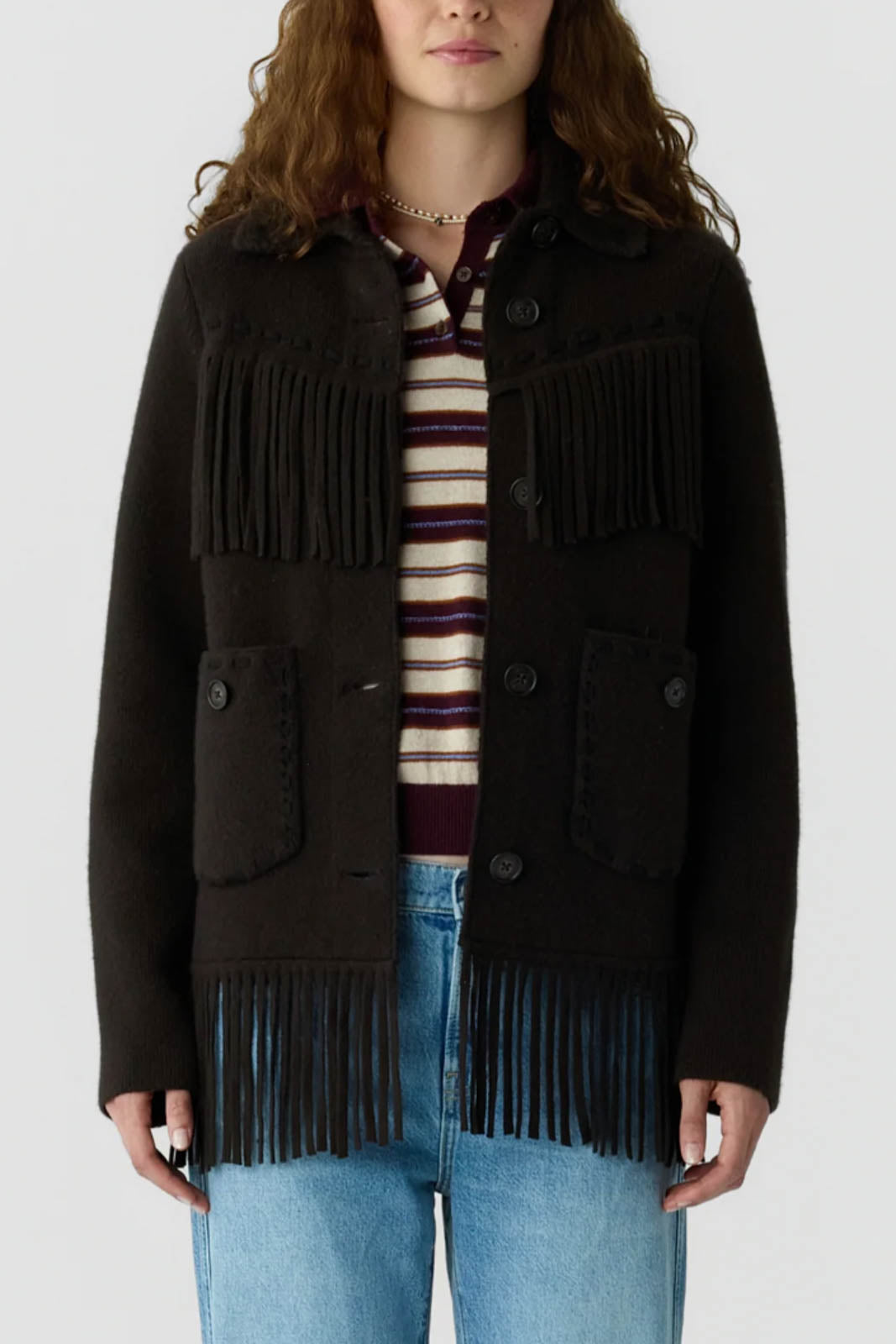 Guest in Residence, Jacke Western Fringe in Burnt Cocoa
