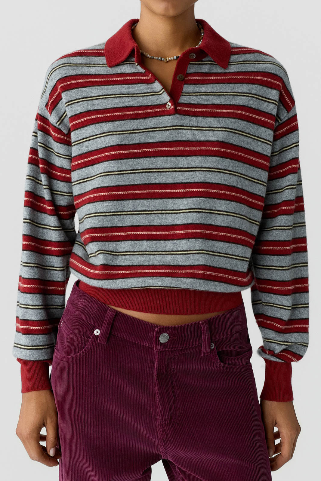 Guest in Residence, Pullover Collegiate in Carmine Combo