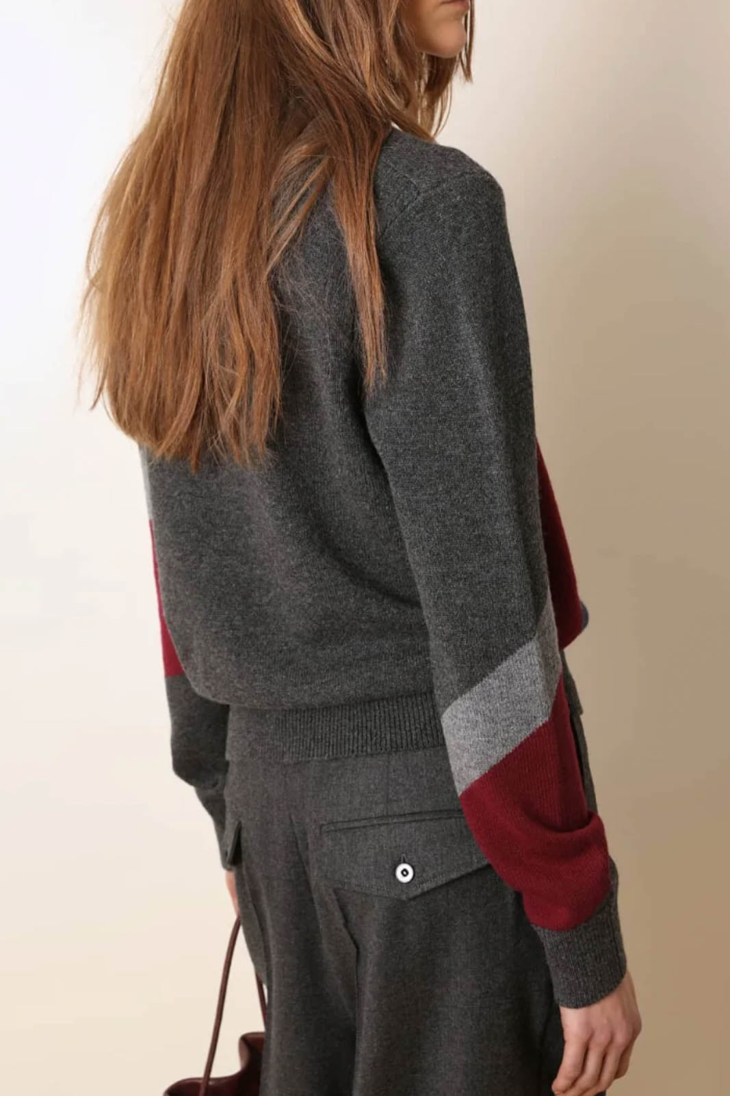 Laurence Bras, Pullover Cyan in Grey/Burgundy/Navy