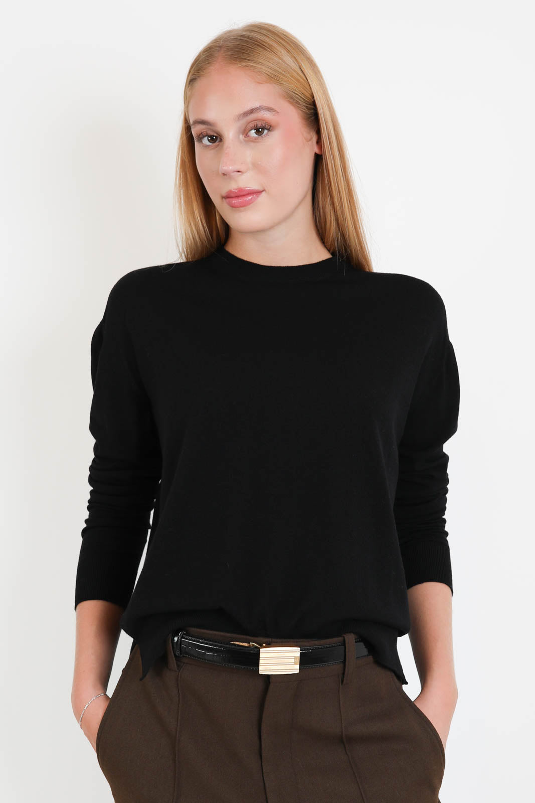 Roberto Collina, Pullover Knit Roundneck in Schwarz