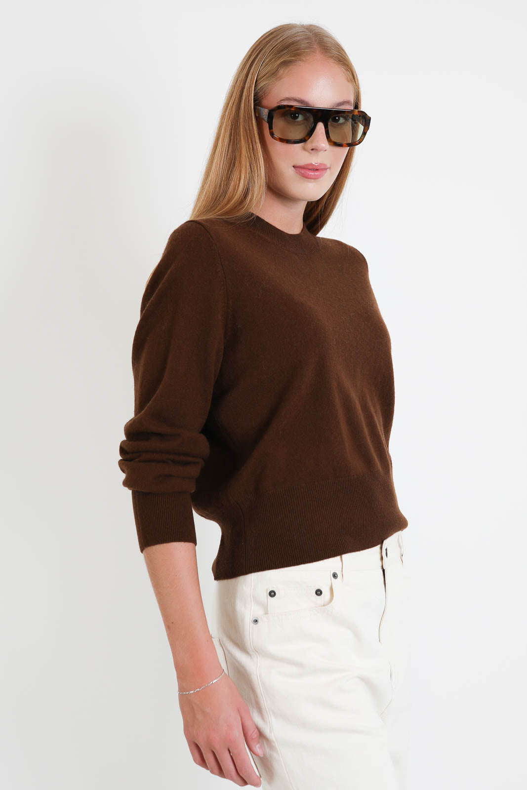 Zenggi, Pullover Cash Blend Round Neck in Maple