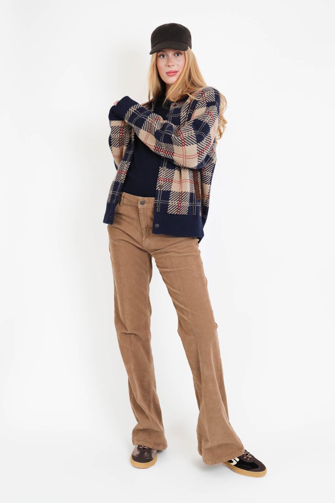 Guest in Residence, Jacke / Cardigan Tartan Bomber in Camel Combo