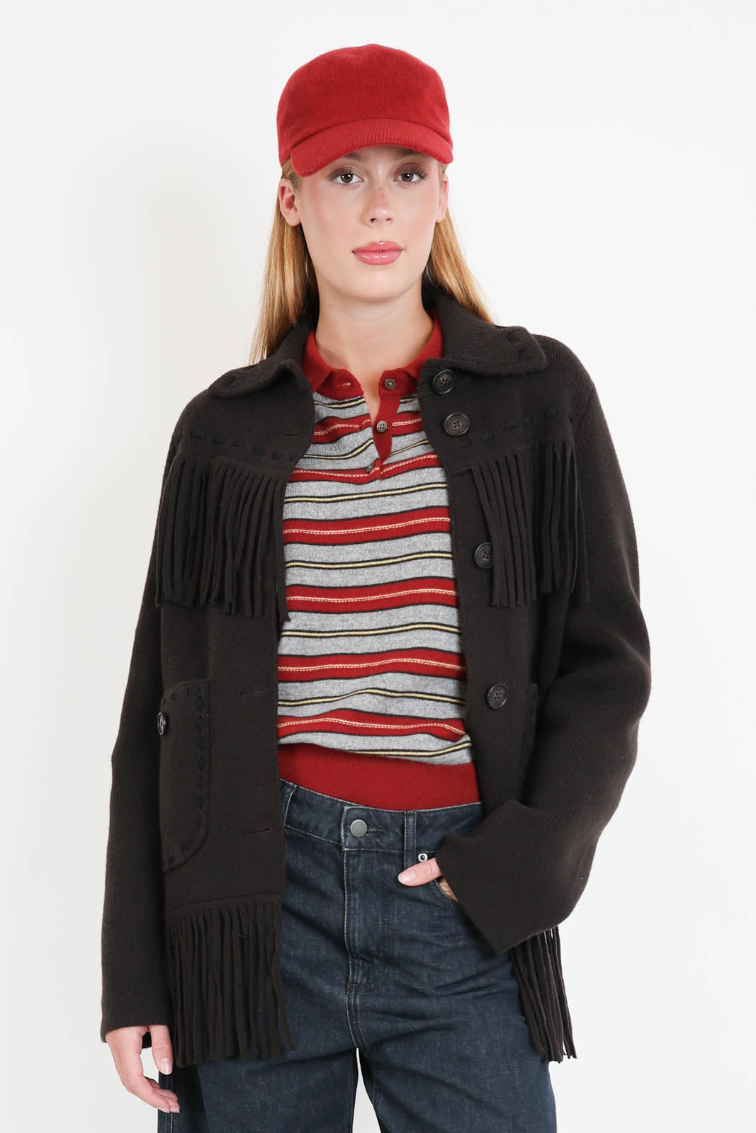 Guest in Residence, Jacke Western Fringe in Burnt Cocoa