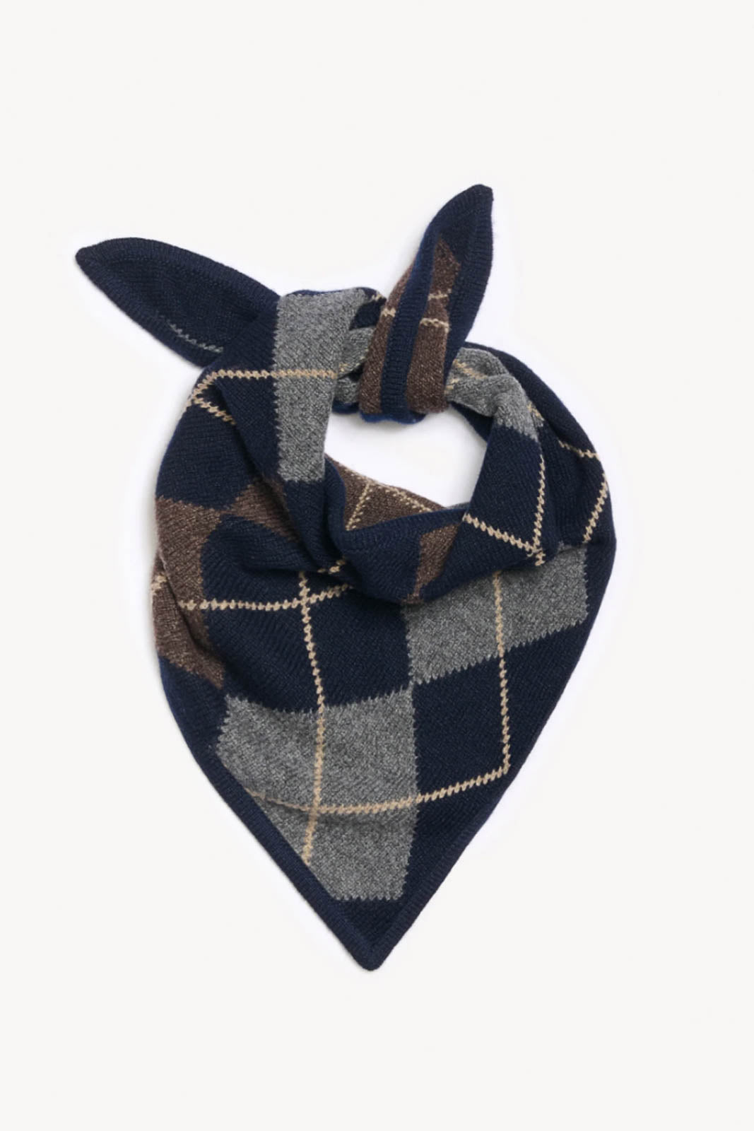 &Daughter, Foulard Fionn Argyle in Nero Navy with Brown
