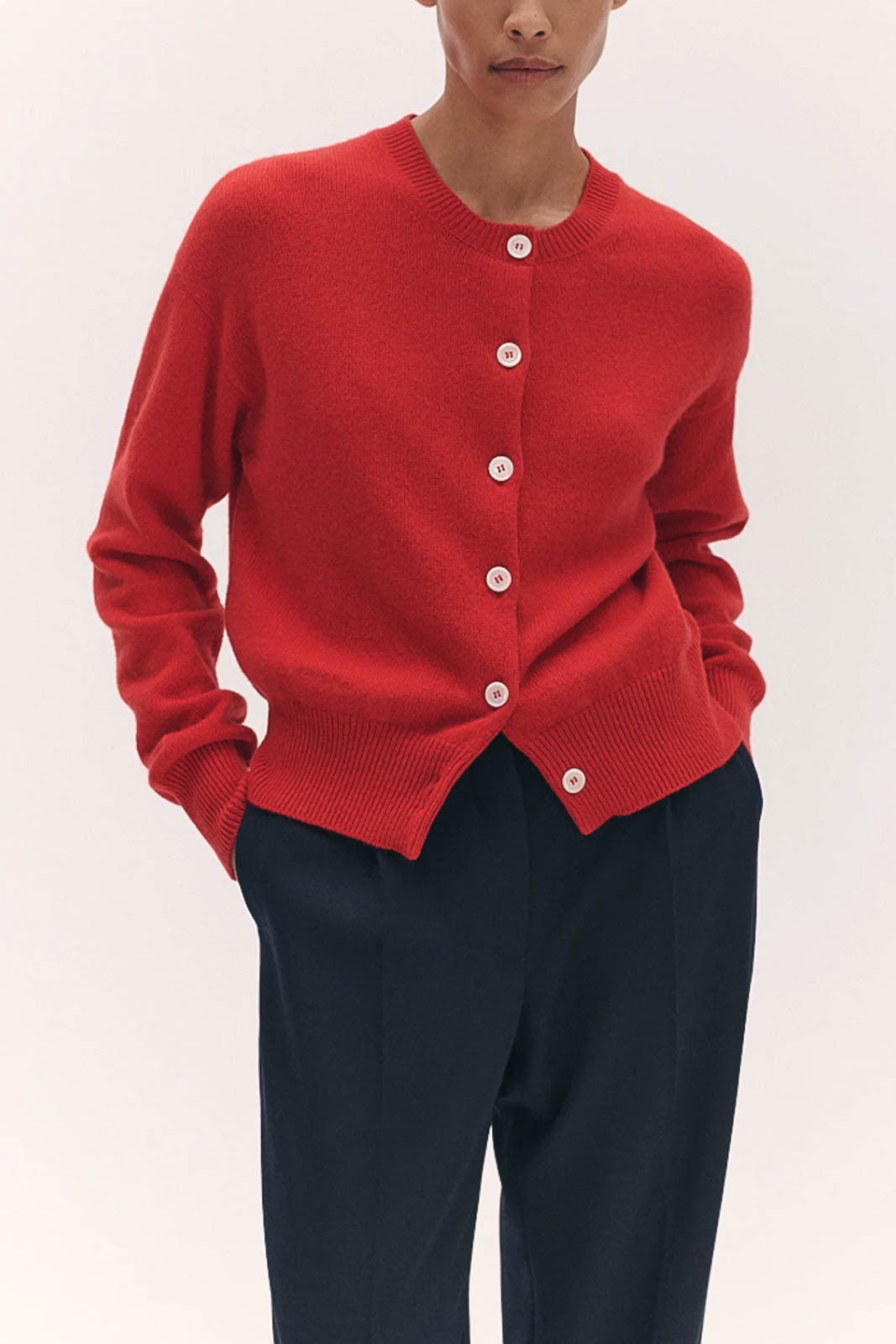 &Daughter, Cardigan Ada Crewneck in Poppy Red
