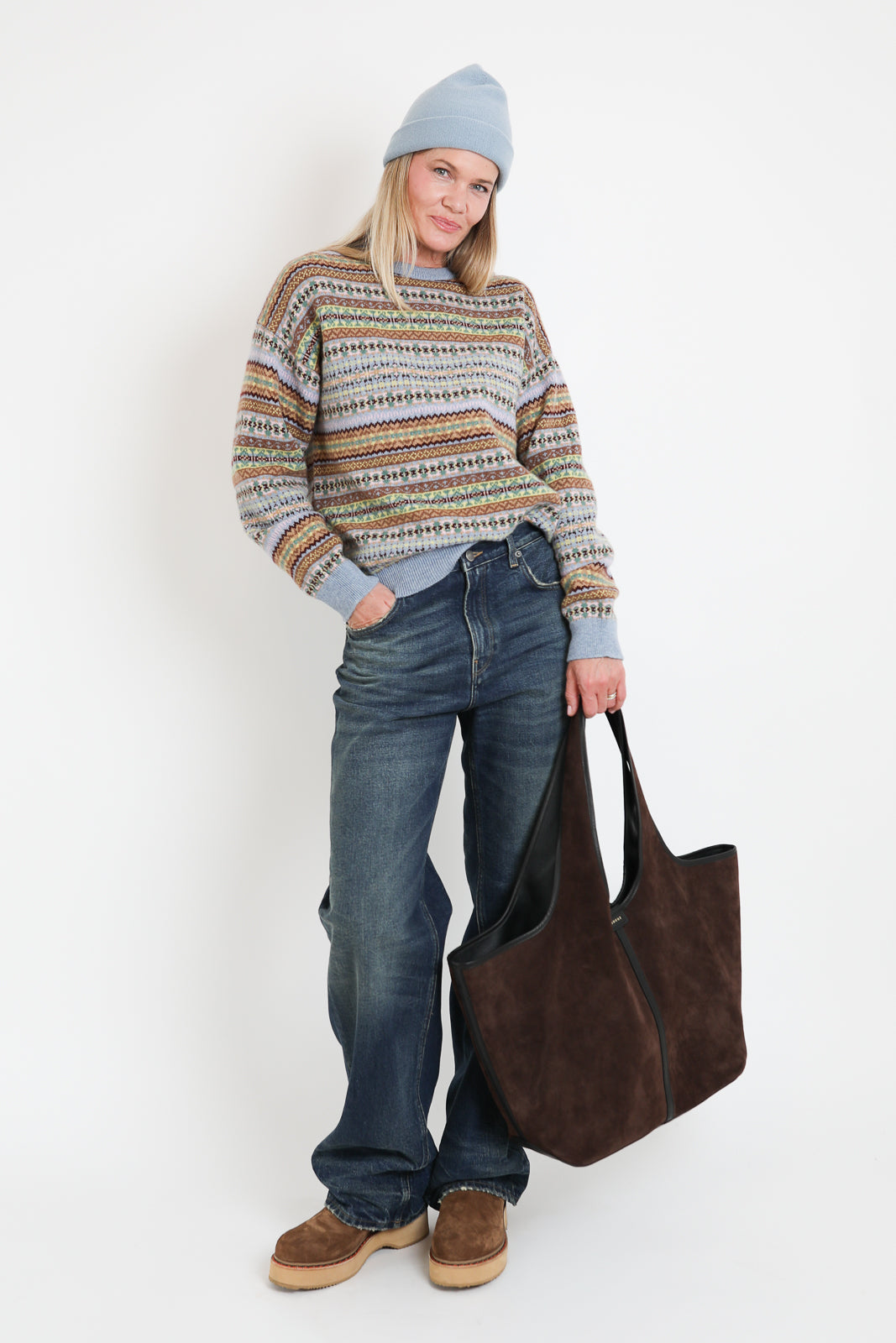 &Daughter, Pullover Lome Fairisle Crewneck in Vintage Multi