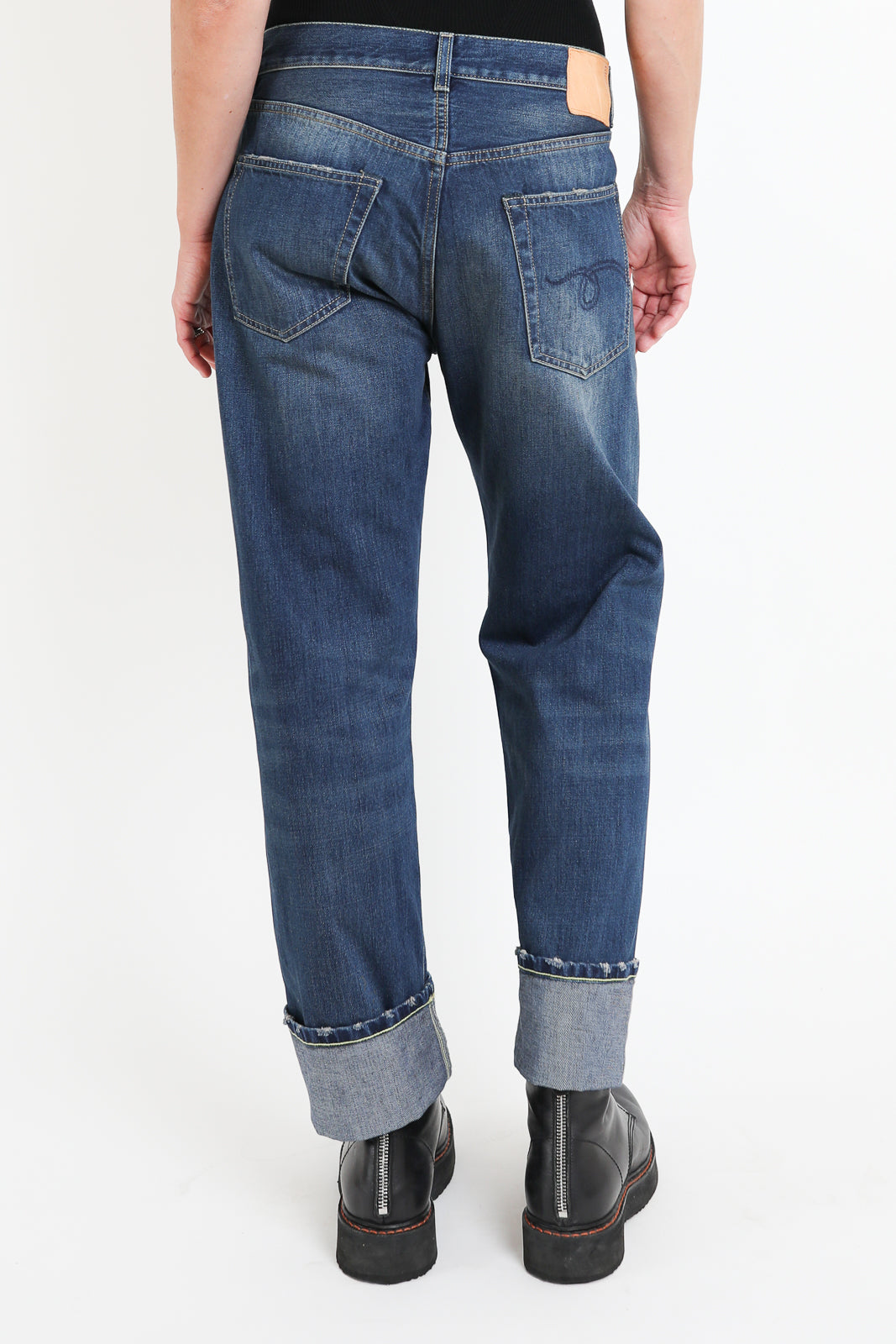 R13, Jeans Cuffed Dalston in Selvedge Blue