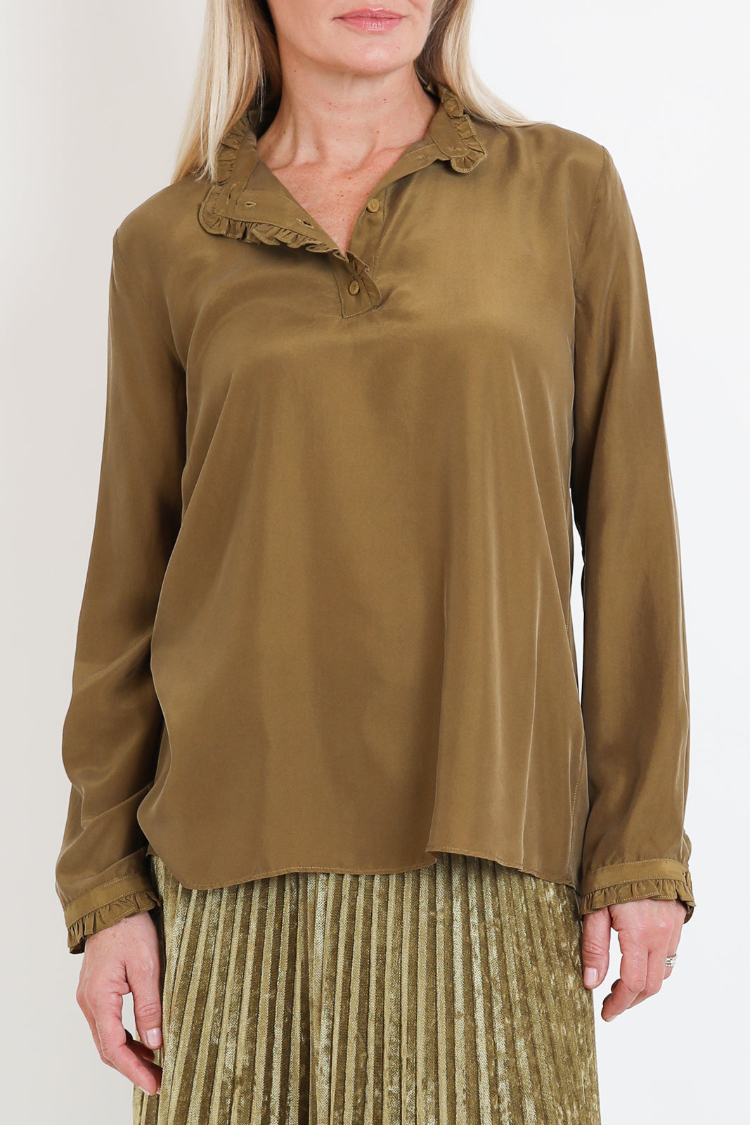 Forte-Forte, Bluse Habotai Silk in Leaf