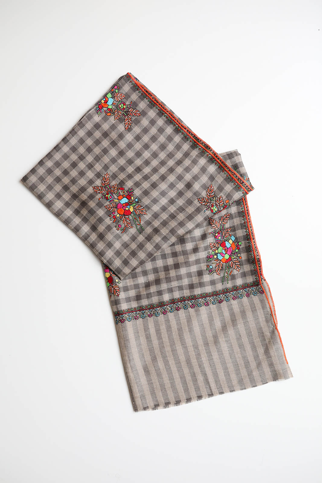 Schal Pashmina 1 in Grey Check Flowers