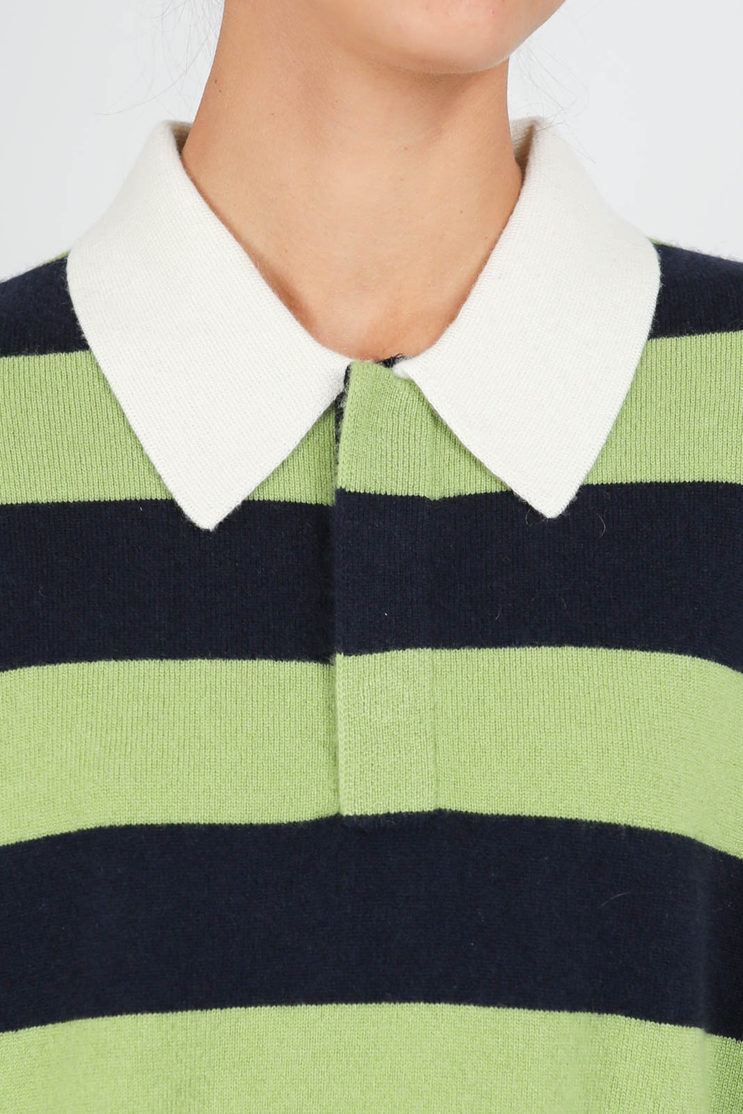 Pullover Striped Rugby in Matcha/Midnight Stripe