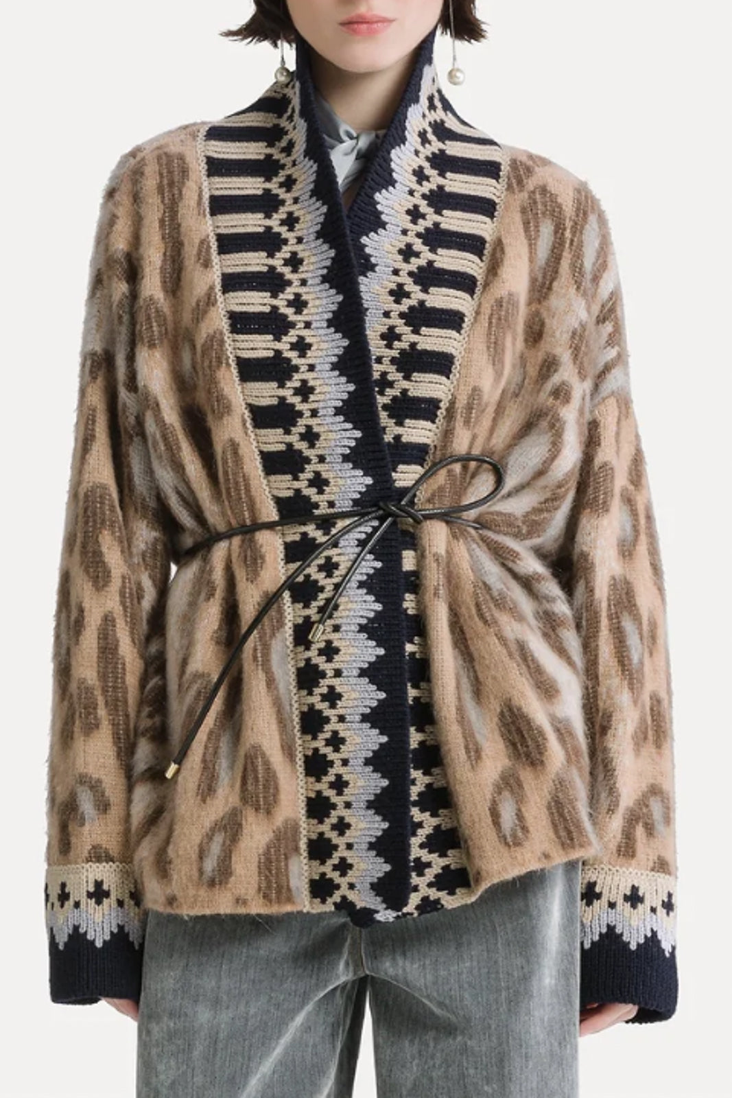 Forte Forte, Cardigan The Brit Leopard in Gold