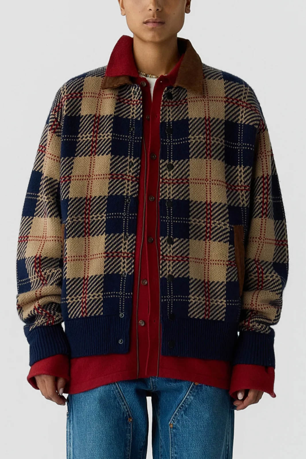 Guest in Residence, Jacke / Cardigan Tartan Bomber in Camel Combo