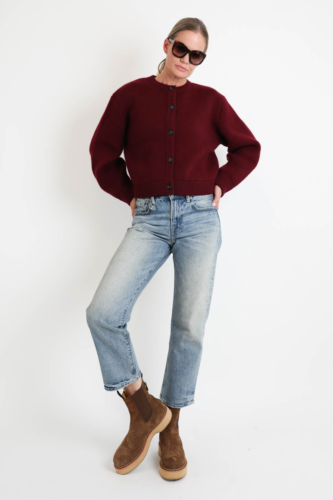 Lisa Yang, Cardigan Emmylou in Deep Plum
