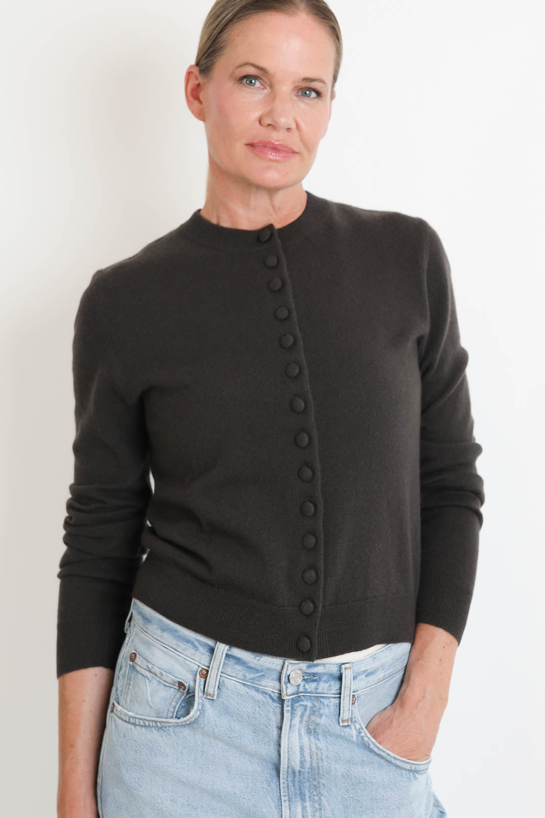 Lisa Yang, Cardigan Wilona in Dark Fern