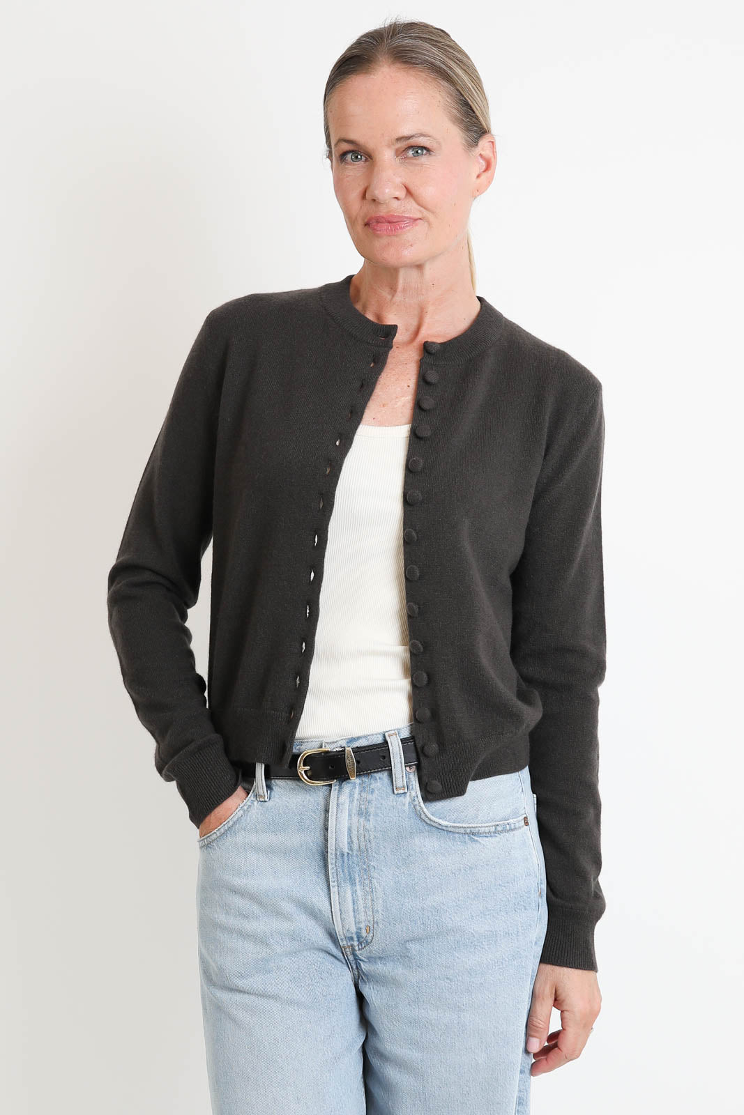 Lisa Yang, Cardigan Wilona in Dark Fern