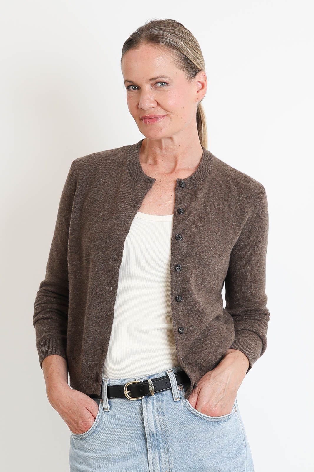 Lisa Yang, Cardigan Karia in Dark Truffle