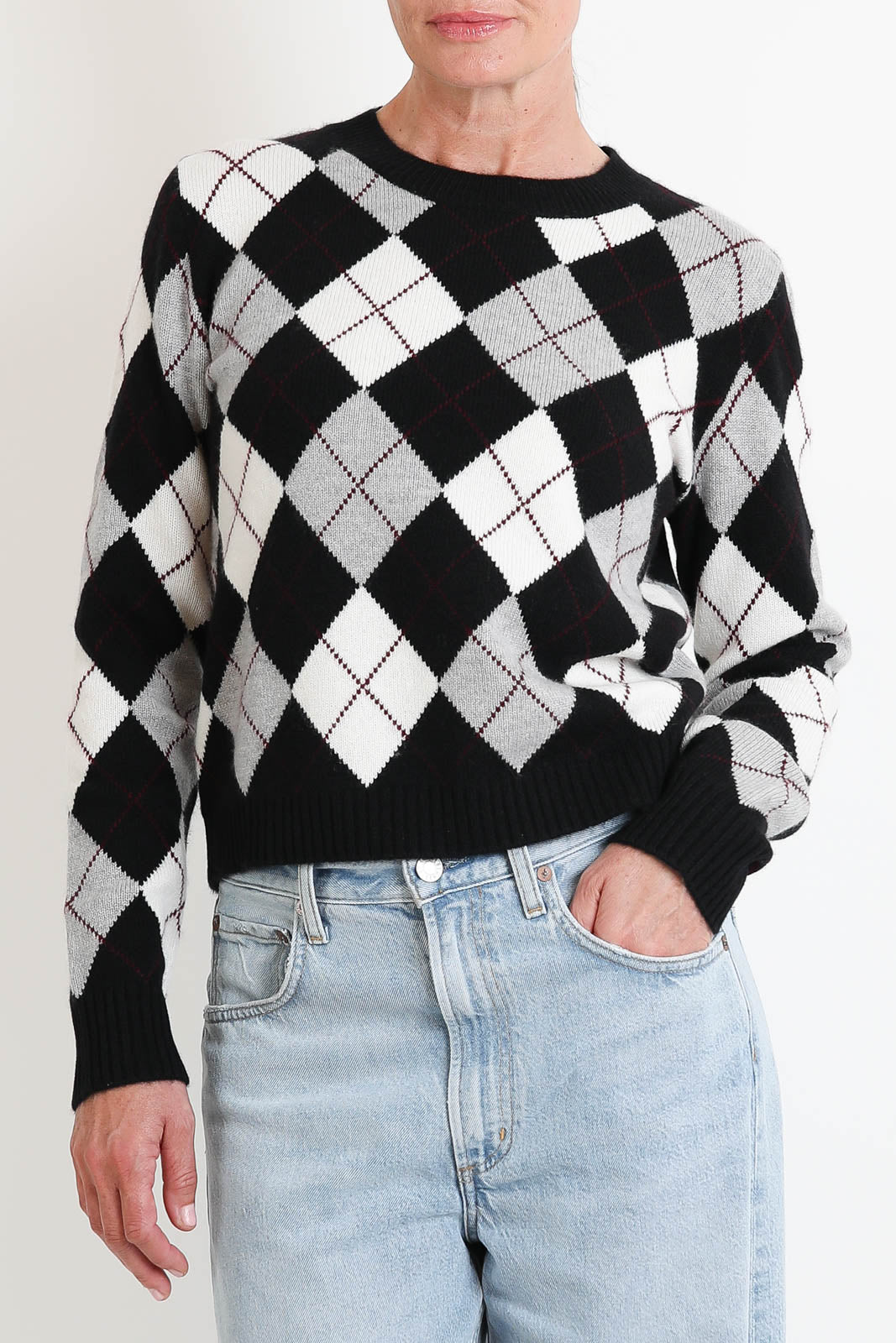 Lisa Yang, Pullover Antoni Argyle in Black, Cream, Dove