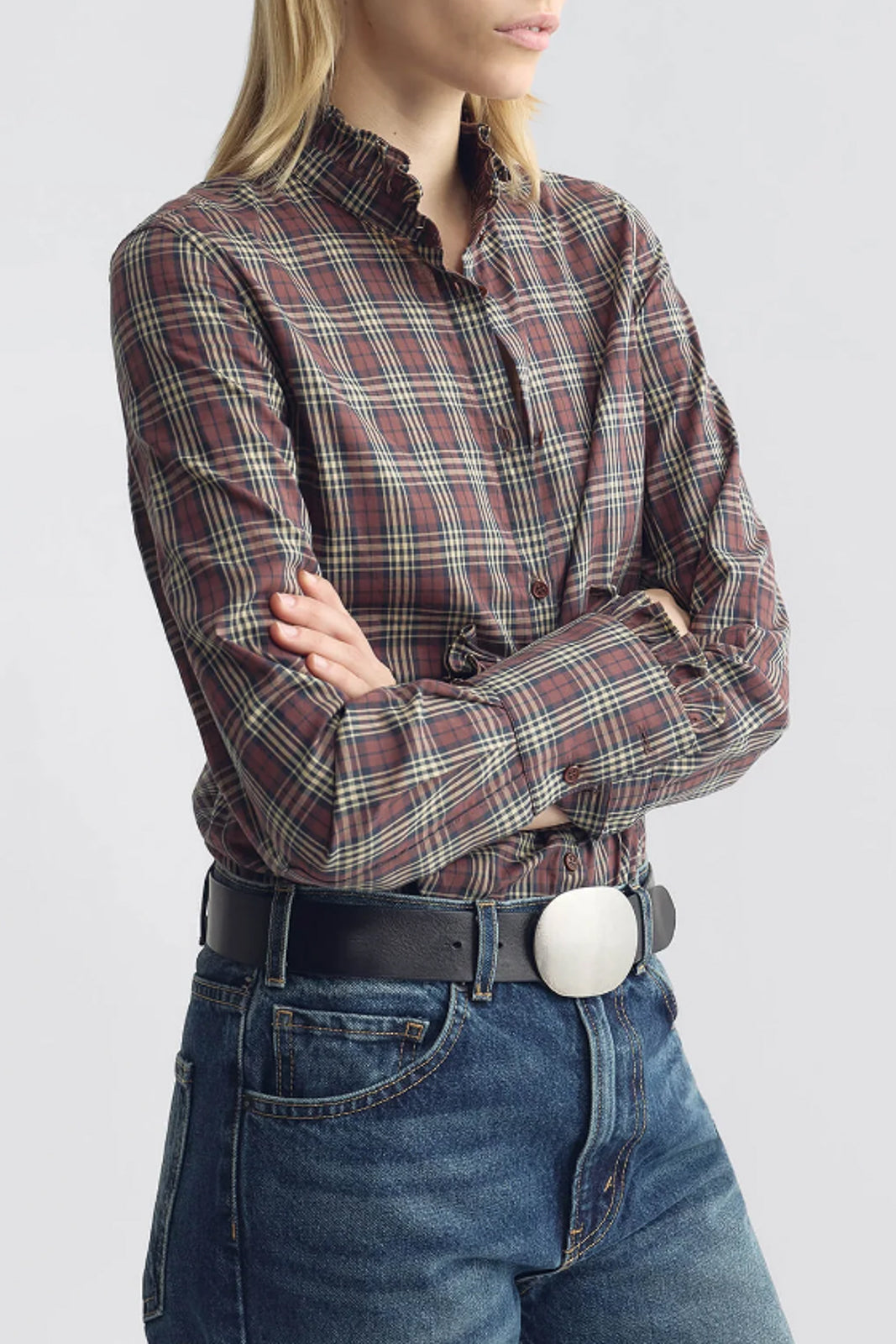 Nili Lotan, Elio Blouse in Rustic Check
