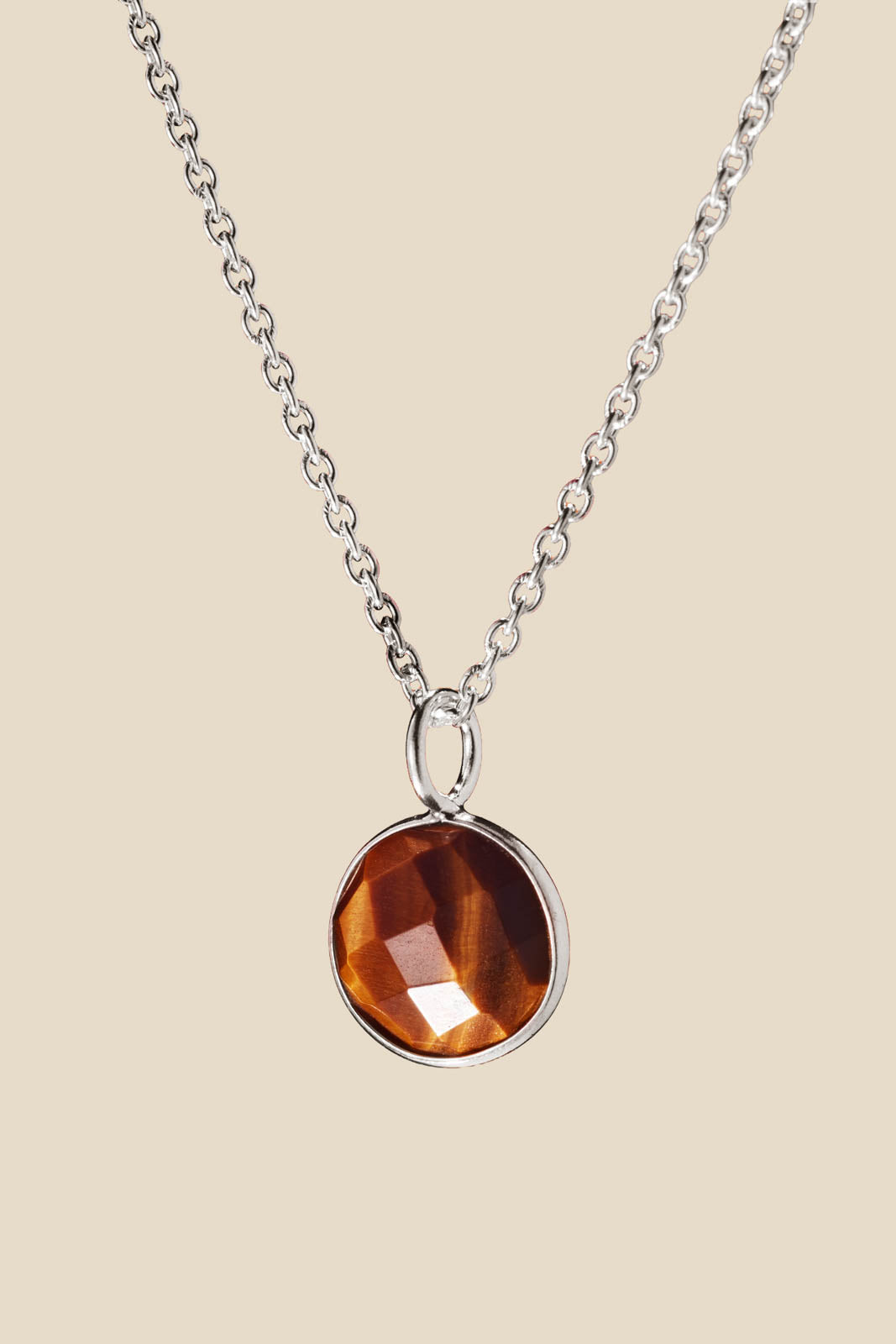 Purple Connective, Anhänger aus Tigeraugen Kristall in Tigerseye Silver