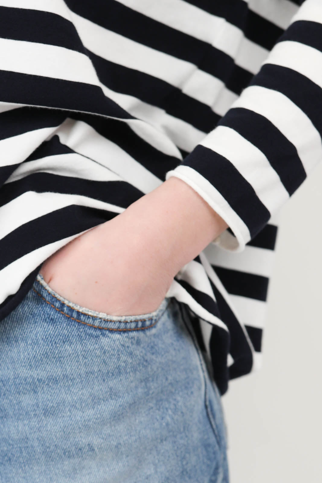 Langarm-Shirt Ata Striped Jersey in Winter White