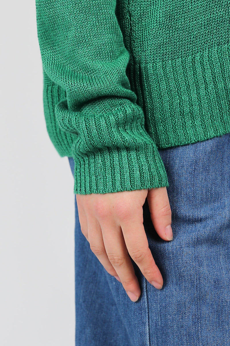 Pullover aus Leinen in Grün