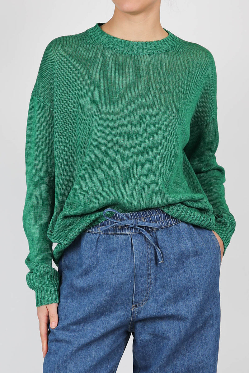 Pullover aus Leinen in Grün