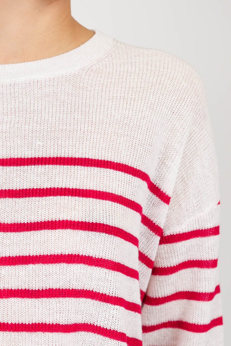 Pullover aus Leinen in Weiss und Pink