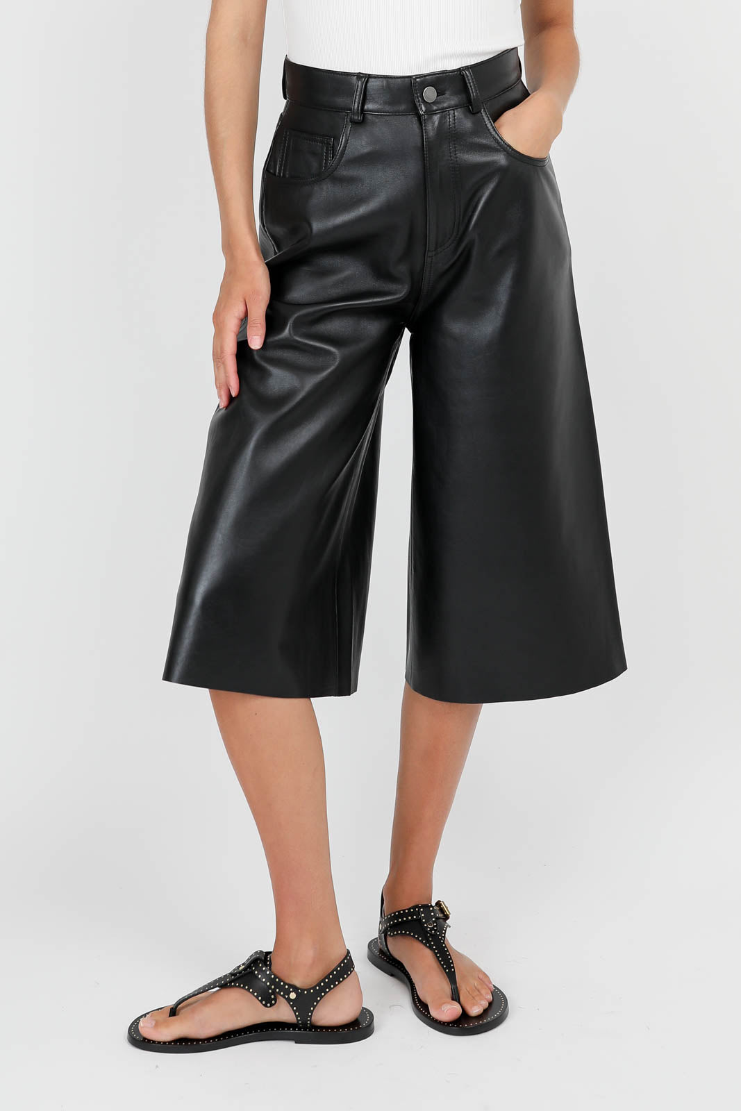Shorts Belle Leather in Nero