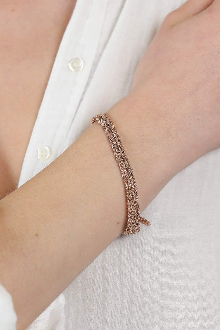 Armband N° 183 in Pink Gold/Beige