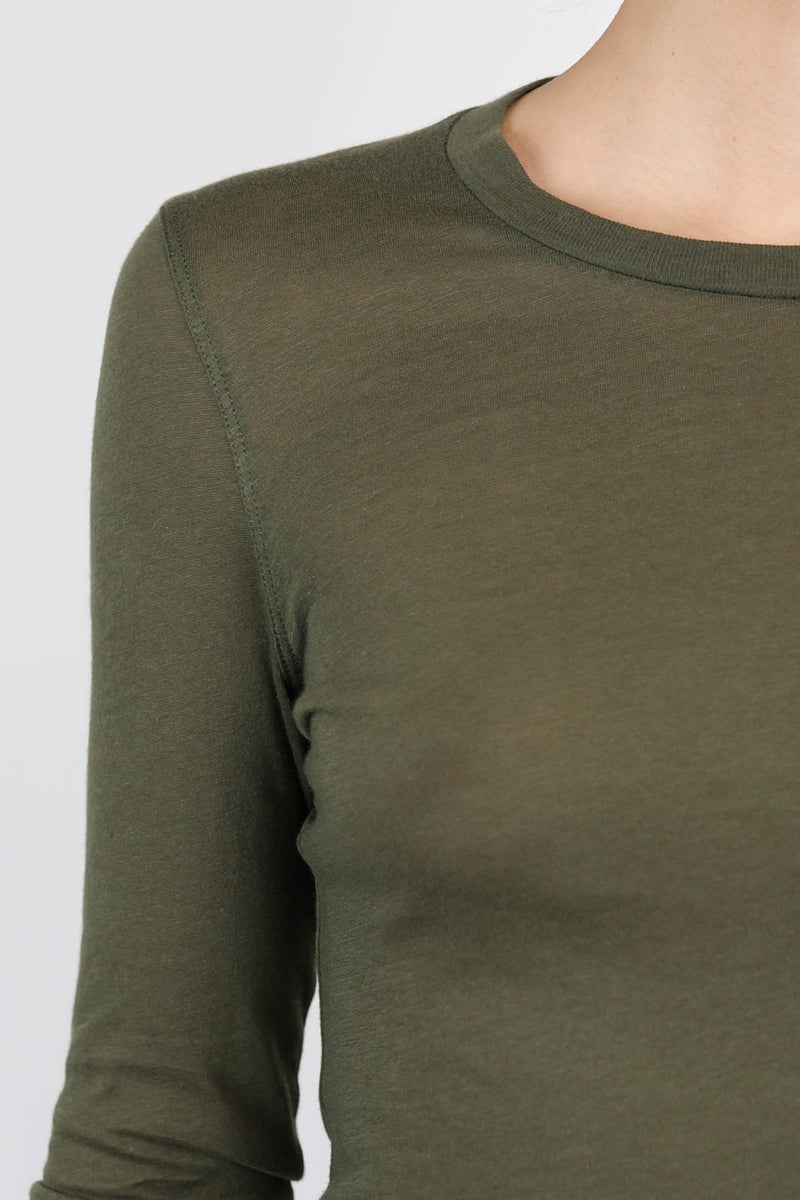 Langarm-Shirt Fitted in Dark Military
