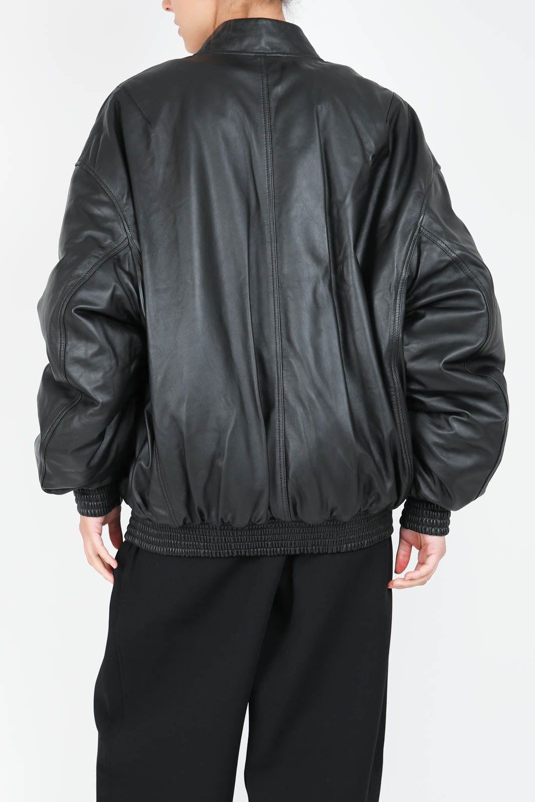 Jacke Leather Bomber in Schwarz