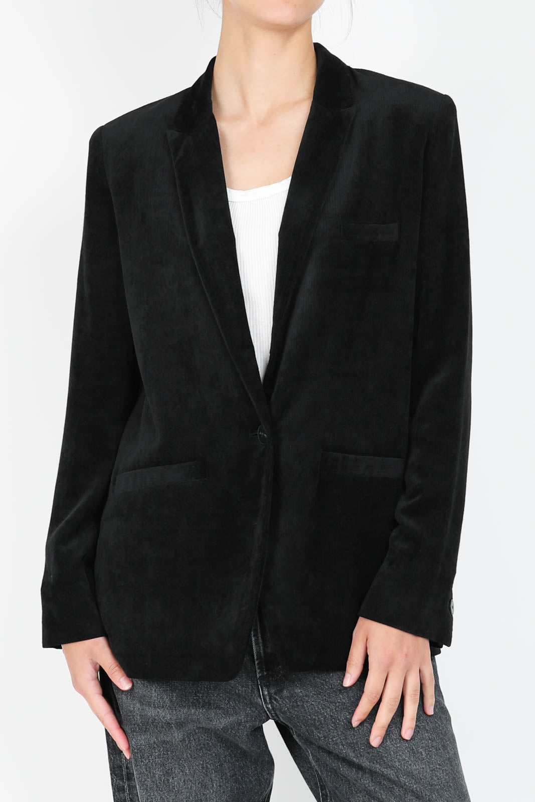 Blazer aus Kord in Schwarz