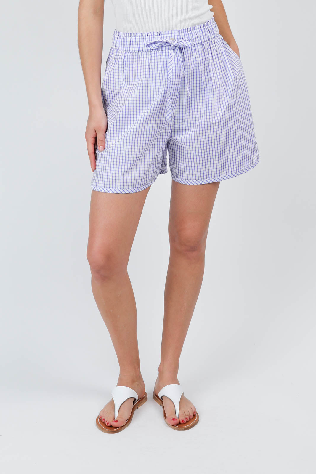 Shorts mit Karo-Muster in Lilac
