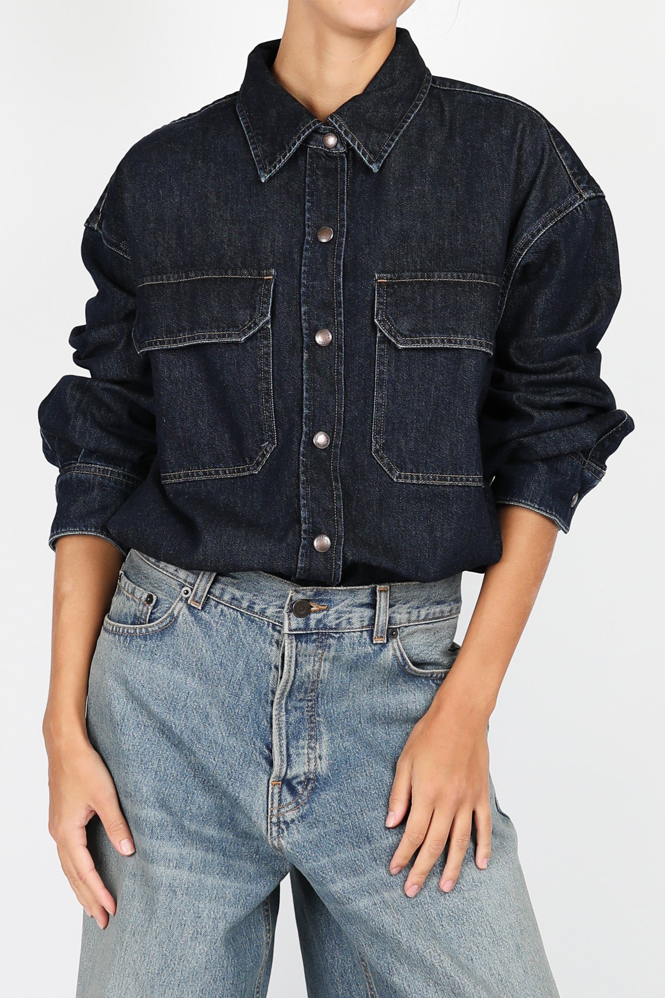 Bluse/Overshirt Gwen aus Denim in Rinse