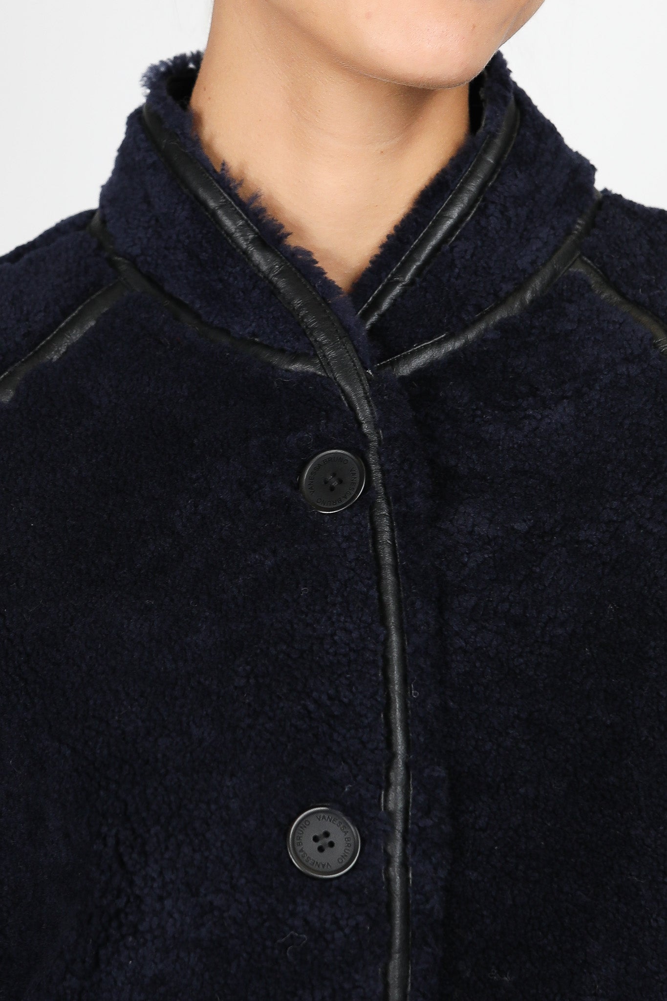 Jacke Dino aus Shearling in Noir/Marine