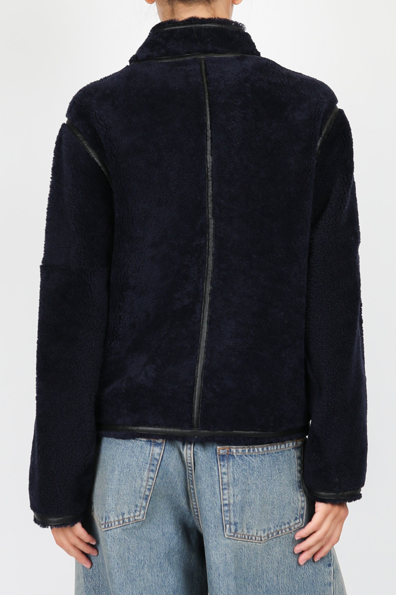 Jacke Dino aus Shearling in Noir/Marine