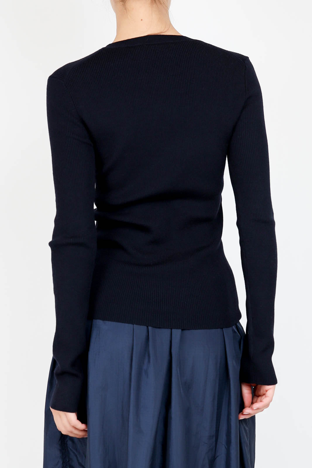 Pullover Skinny Rib Crew in Navy