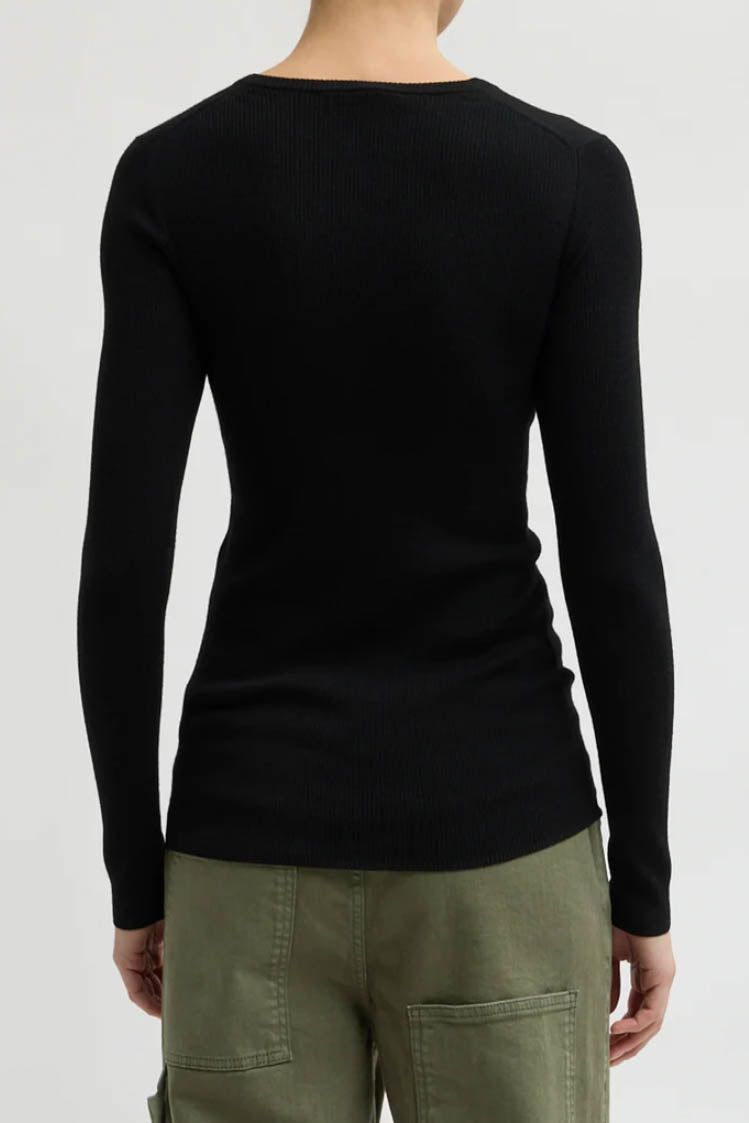 Tibi, Langarm-Shirt Feather Weight in Schwarz
