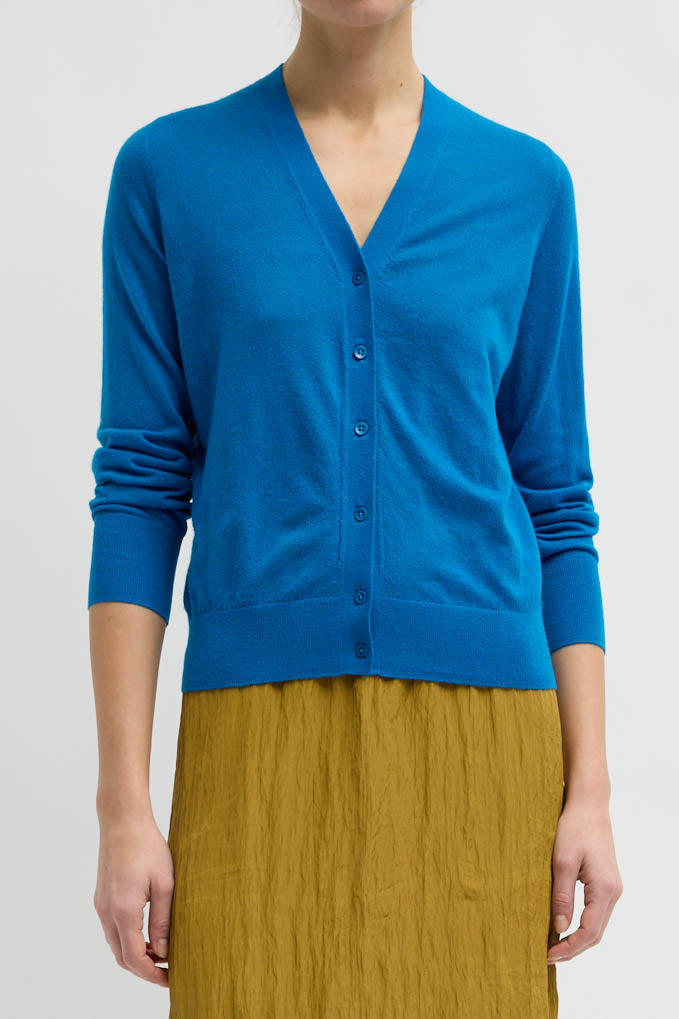 Tibi, Cardigan Shrunken in Bright Blue