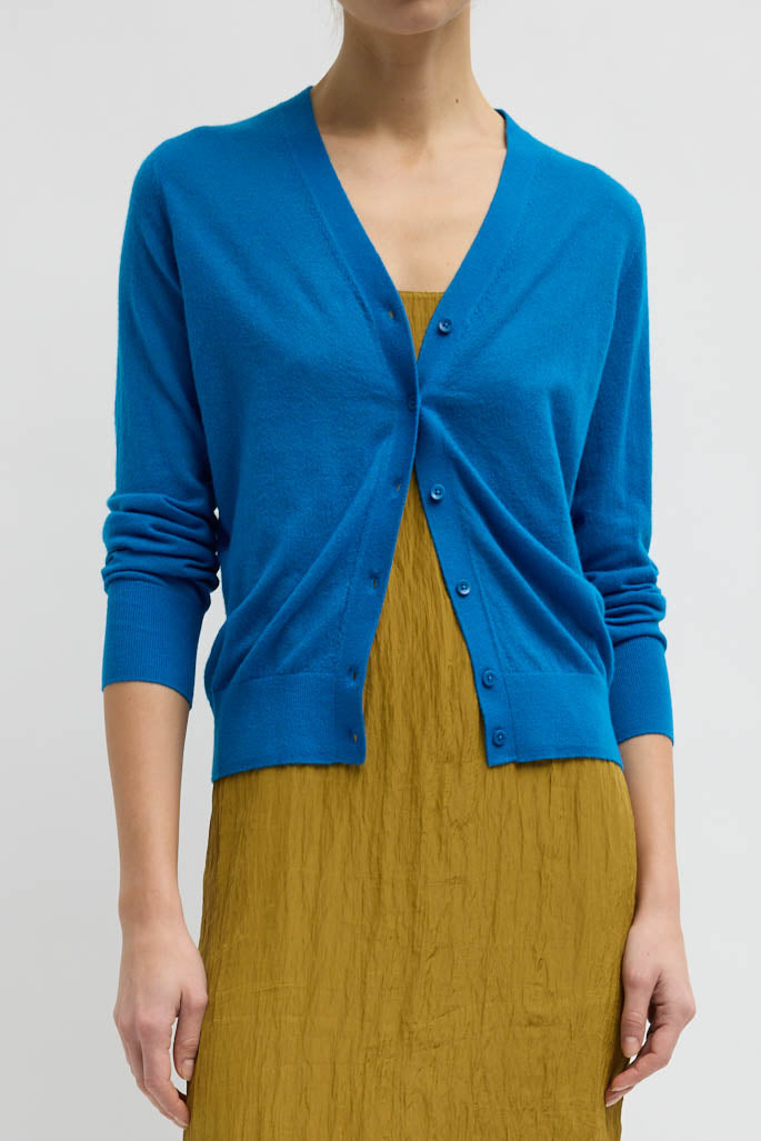 Tibi, Cardigan Shrunken in Bright Blue