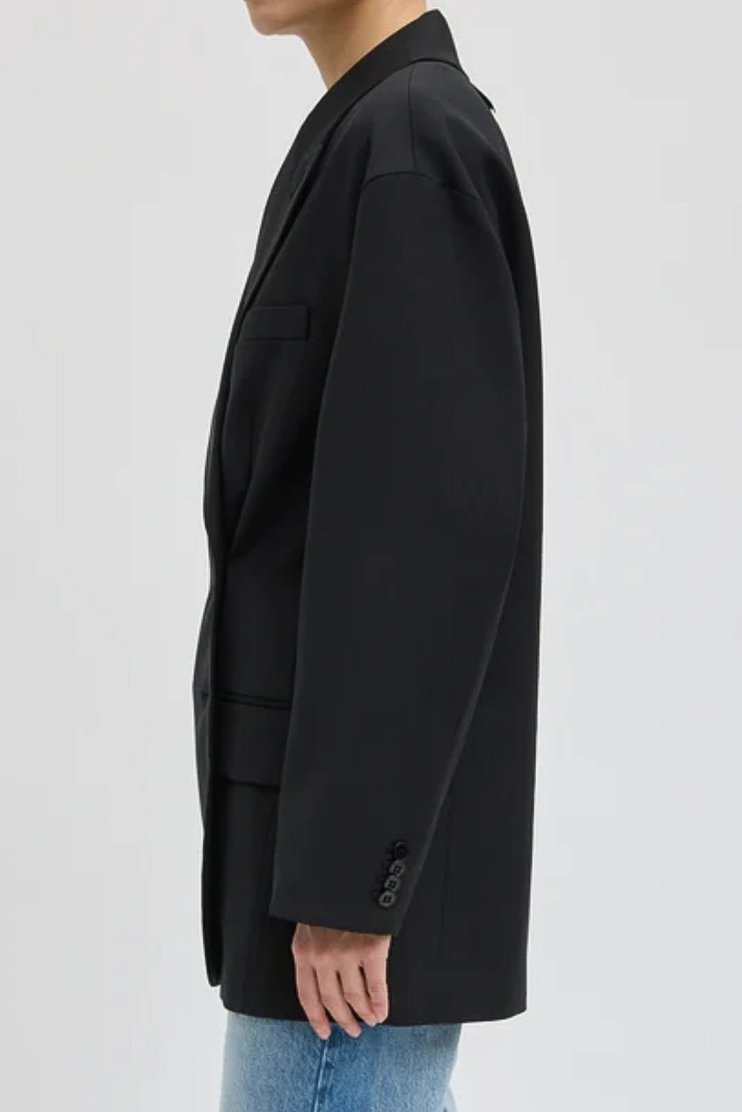 Tibi, Blazer Liam Tropical Wool in Schwarz