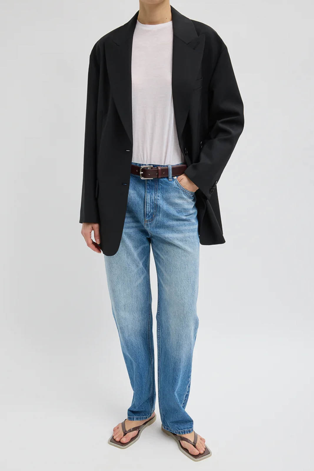 Tibi, Blazer Liam Tropical Wool in Schwarz