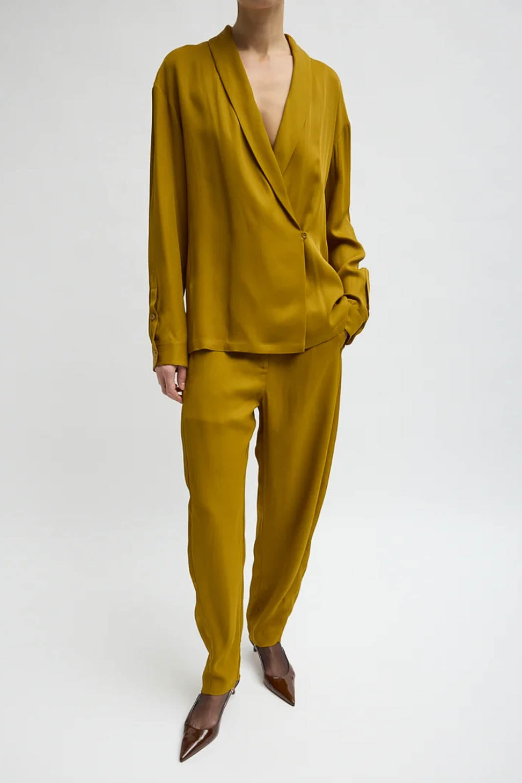 Tibi, Blazer Wrap Shirt in Mustard