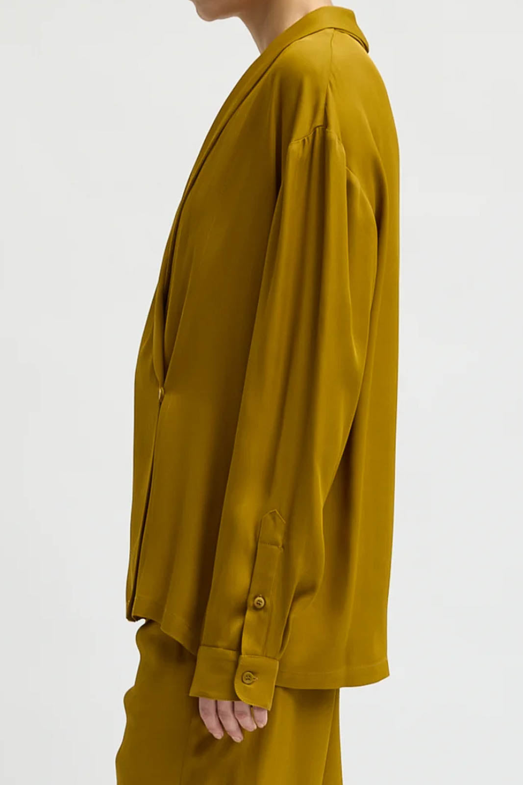 Tibi, Blazer Wrap Shirt in Mustard
