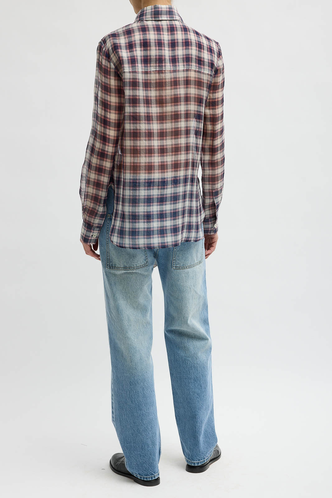 Tibi, Bluse Plaid aus Seide in Black/Red Multi