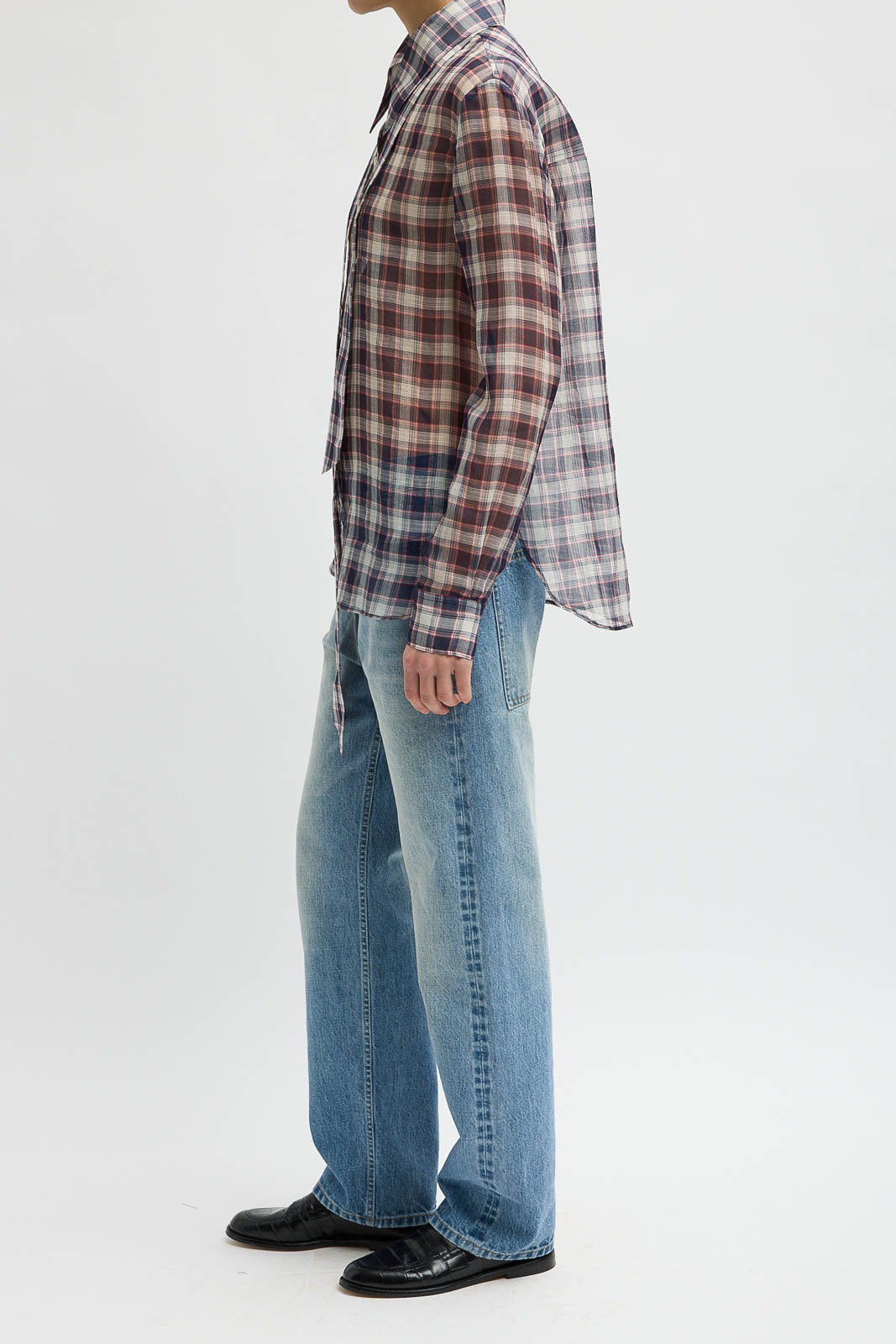 Tibi, Bluse Plaid aus Seide in Black/Red Multi