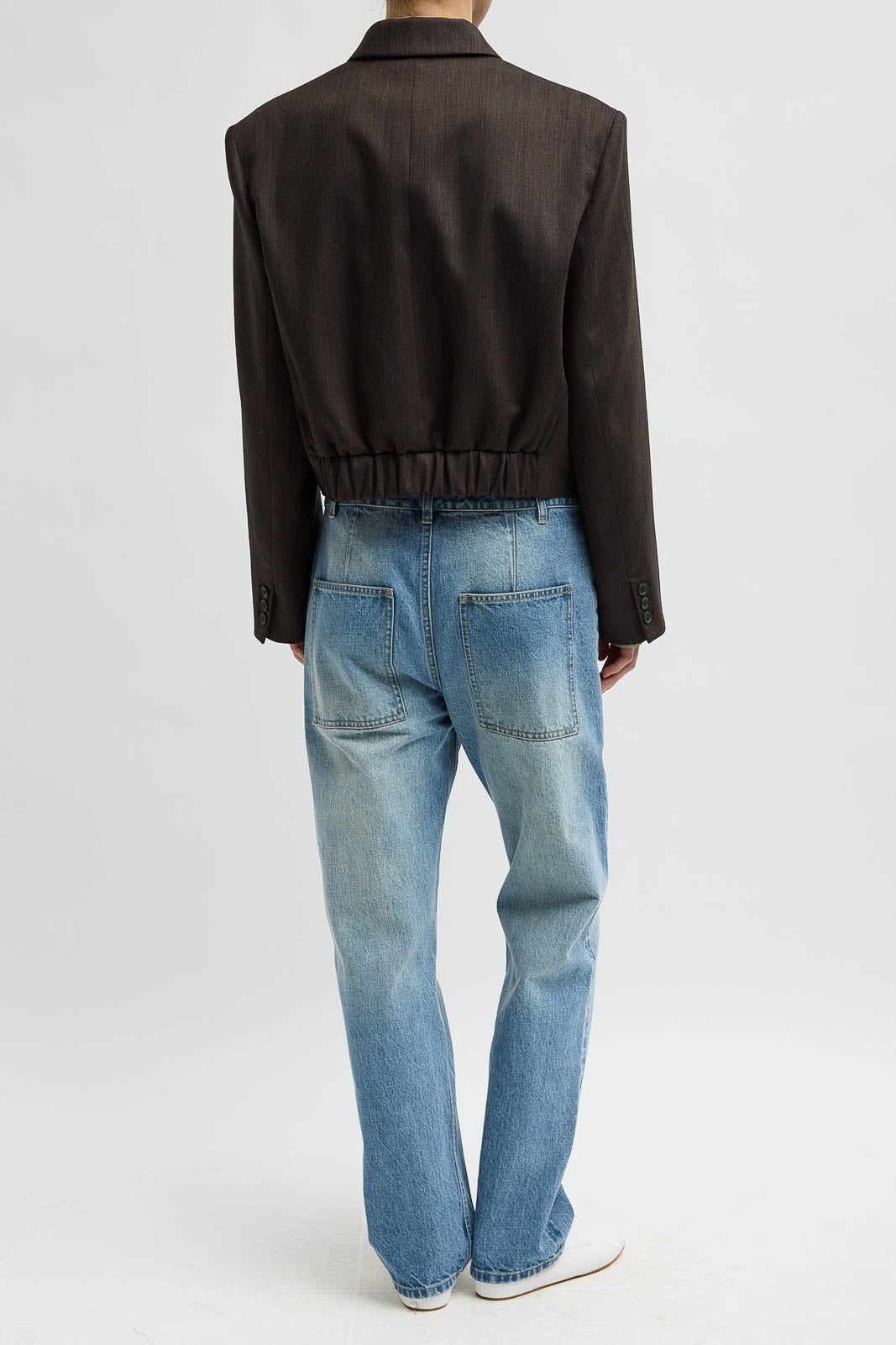 Tibi, Blazer Cropped in Brown Multi