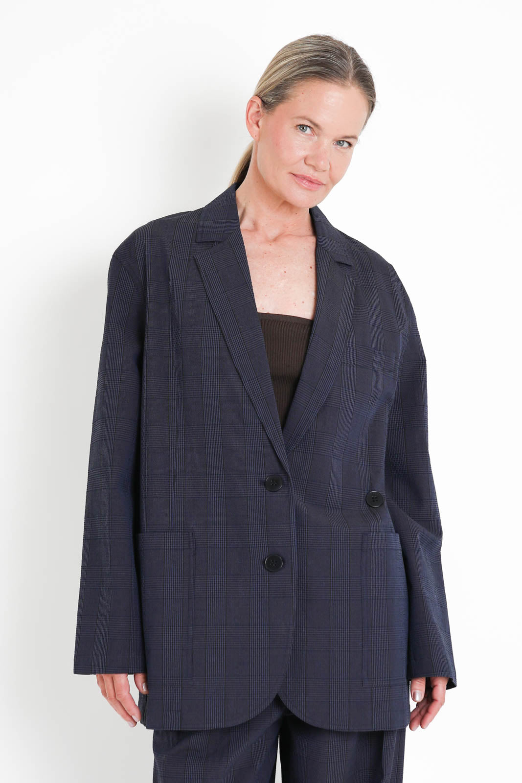 Tibi, Blazer Liam in Navy Multi