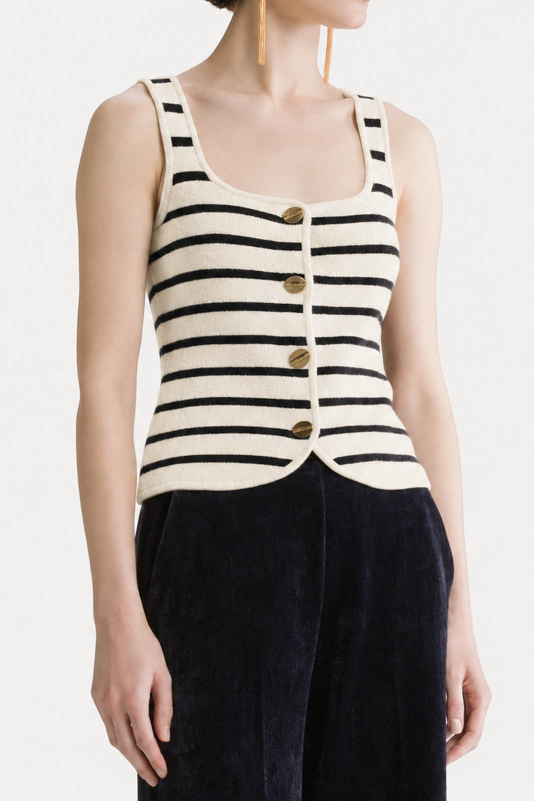  Forte-Forte, Gilet Striped Bustier in Pure